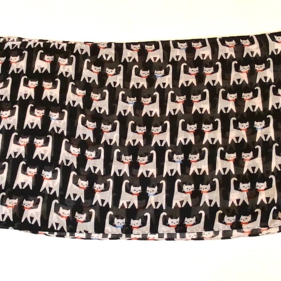 Vivian & Vincent Cat Print Infinity Scarf Lightweight Sheer Chiffon Cat Lover - Picture 7 of 10